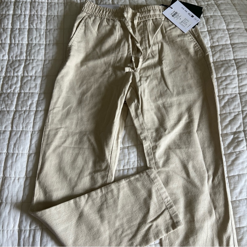 Only sonsDrawstring Chino Pants in Light Beige linen blend Xs